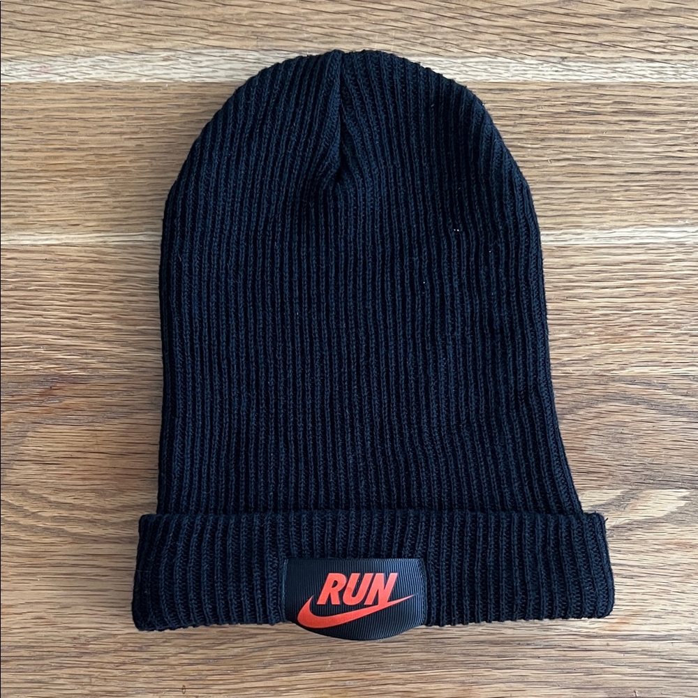 Nike Black Knit Hat with Run Accents